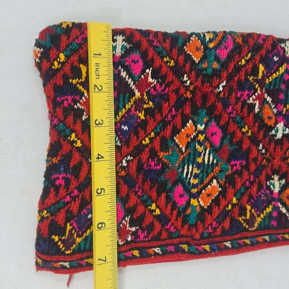 Handmade Albanian Kilim Clutch Bag Multi Color Geometric Tapestry Woven Pouch